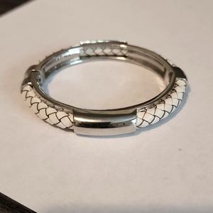 White and silver hinged bracelet